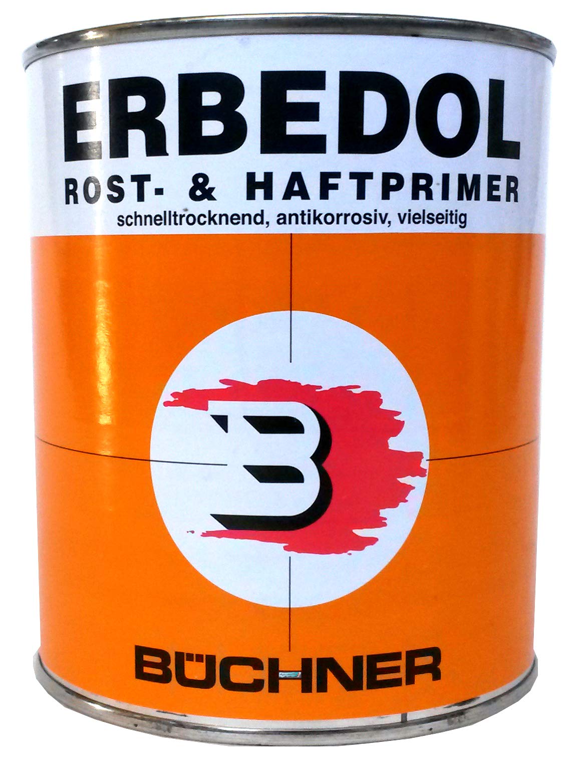 Büchner ERBEDOL Rost- und Haftprimer"Graugrün", 2,5L - für innen und außen, Rostschutzprimer für blanken und angerosteten Stahl, Haftgrund für Hart-Kunststoffe (außer Polypropylen und Polyethylen)