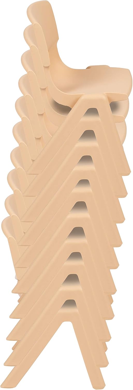 Flash Furniture Whitney 6 Pack Natural Plastic Stackable School Chair with 12\" Seat Height Natural Set of 6