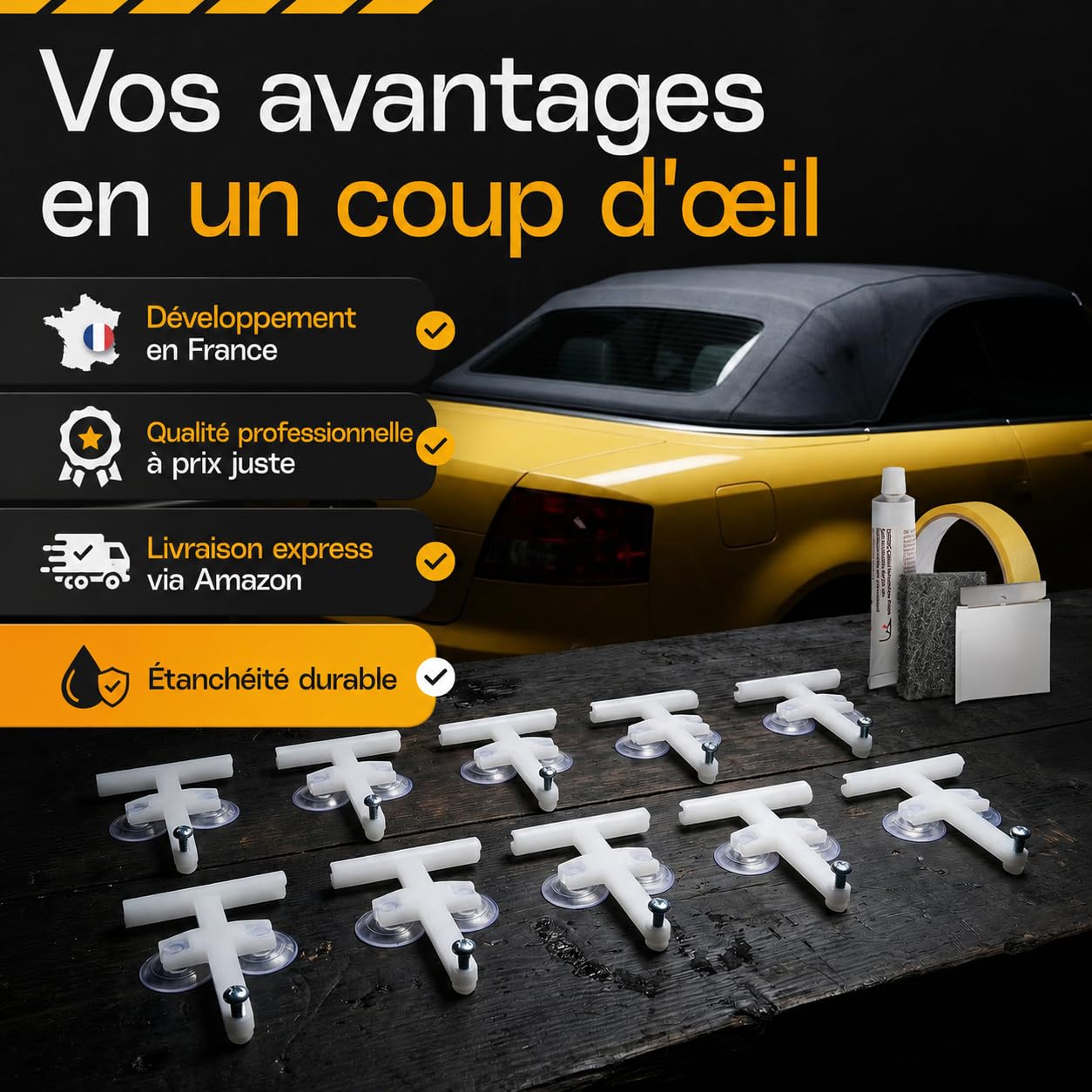 Kit de Réparation de Vitre Arrière pour Capote de Cabriolet