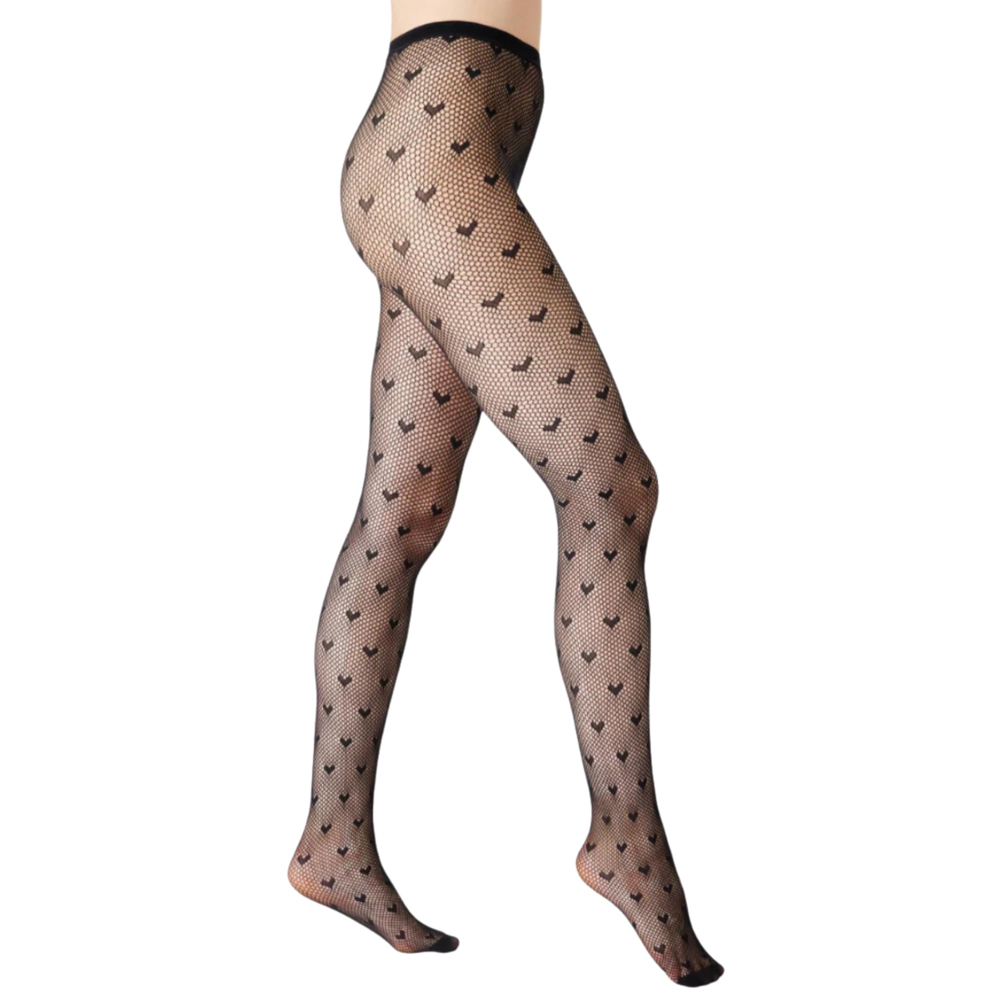 saint sass® Heart Fishnet & Pattern Tights, black, M