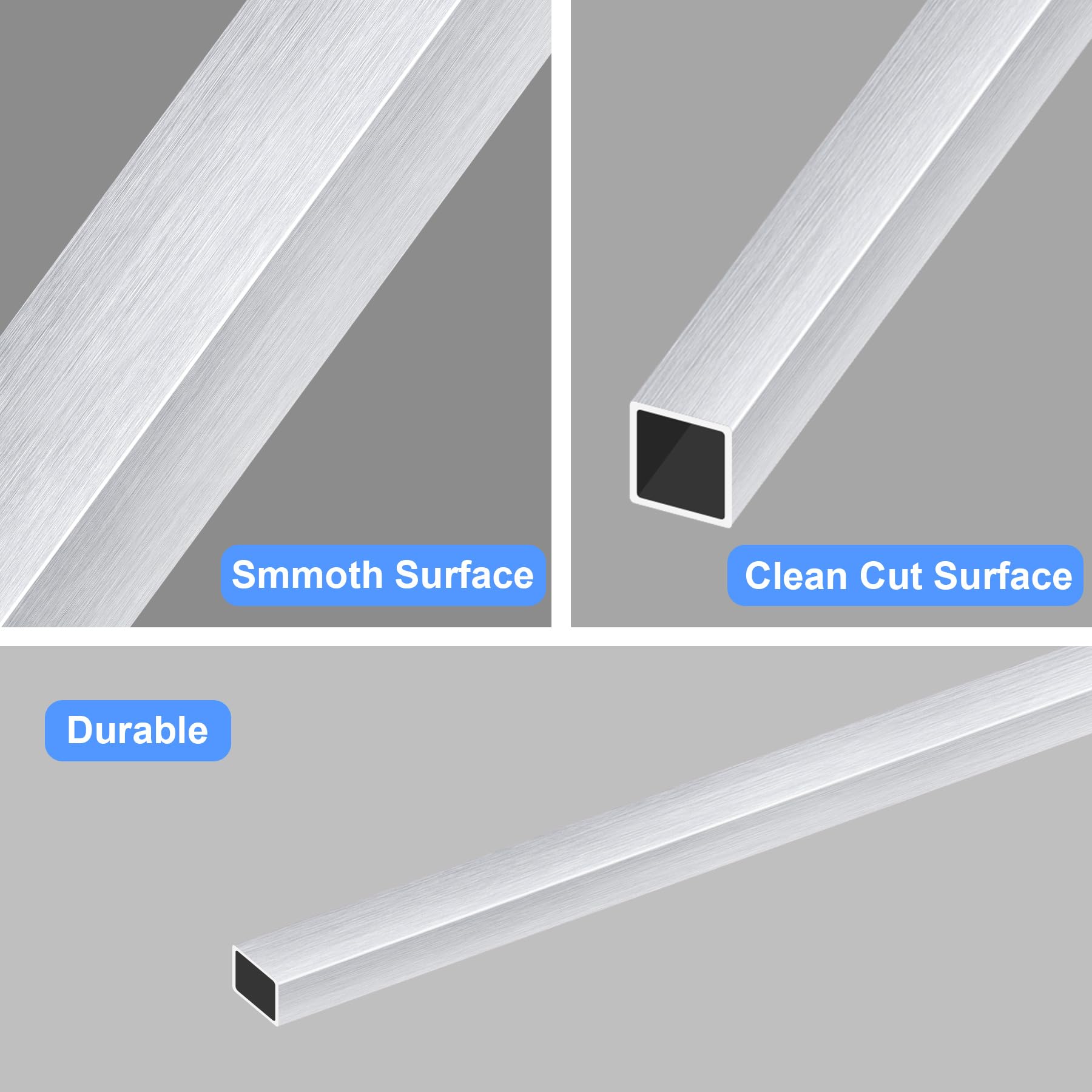 Tube Carré Aluminium 6063 40x40mm épaisseur 1mm - Longueur 300mm, Neuf