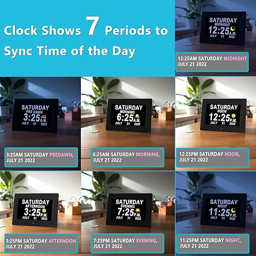 Miniatura 5 de MAXCULUX Reloj digital de 5 colores con ahorro de luz diurna y atenuación nocturna 19 alarmas reloj de pared y mesa reloj de calendario para