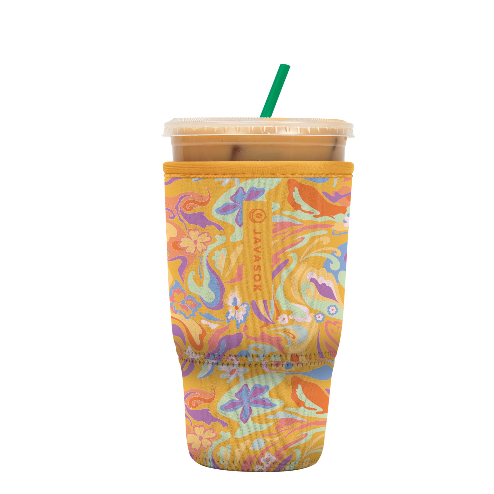 Sok It JavaSok Iced Coffee & Cold Soda Insulated Neoprene Cup Sleeve (Groovy Swirls, Large: 30-32oz)