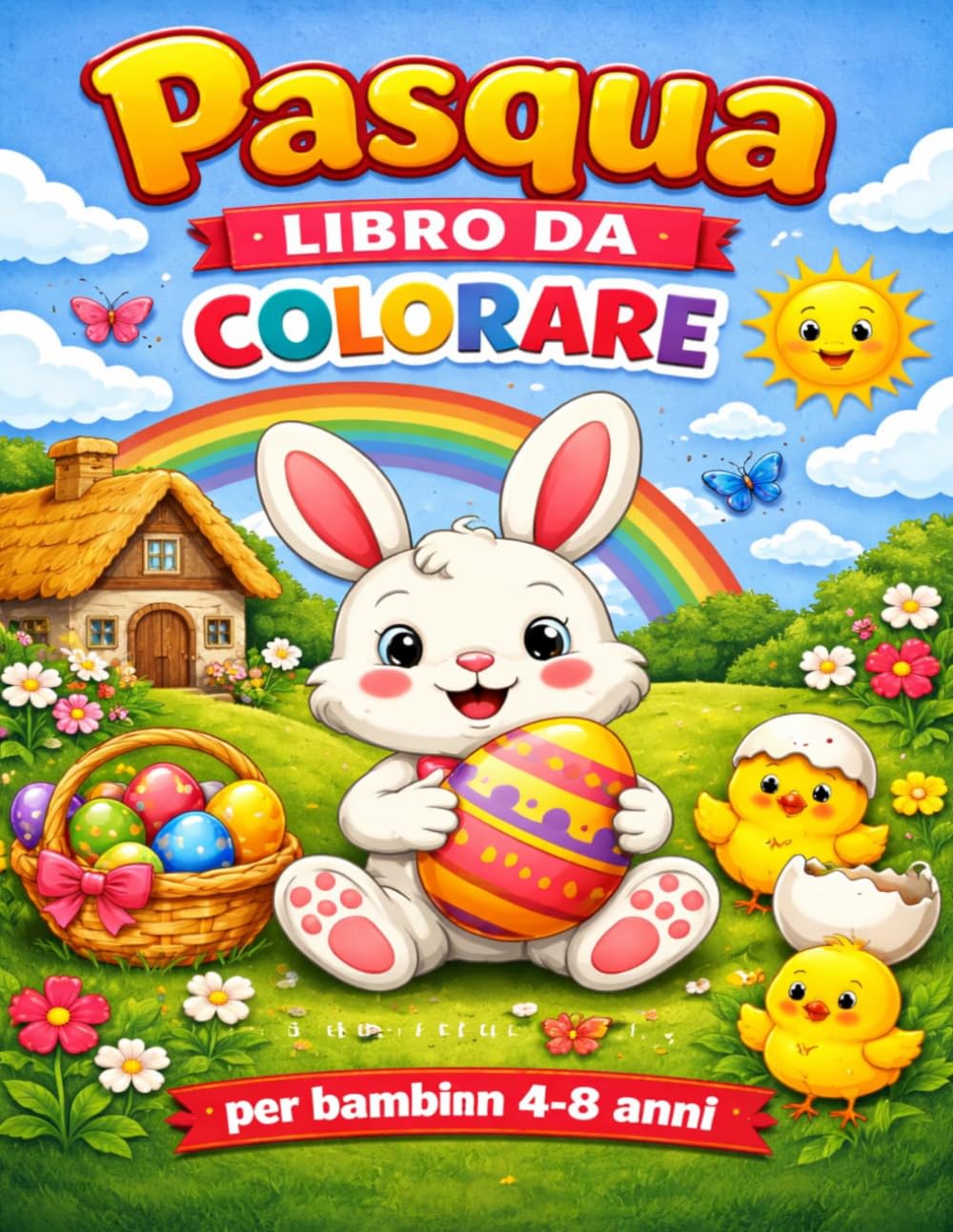 PASQUA Libro da colorare: Divertente Libro da Colorare con Coniglietti, Uova e Pulcini | Perfetto per Bambini 4-8 Anni