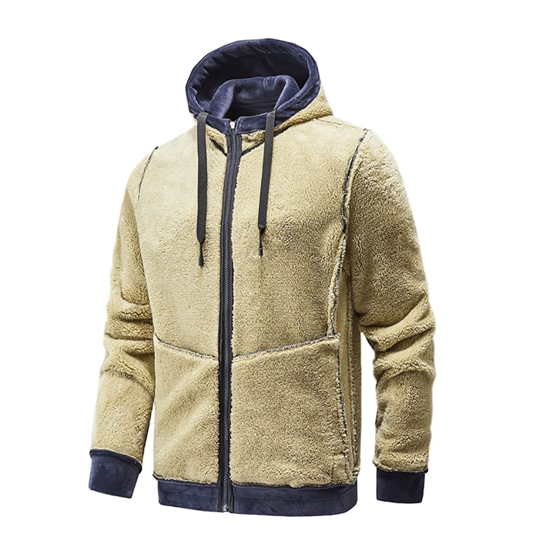 Vogrtcc Męska bluza zimowa ciepłe bluzy z kapturem męskie ciepłe bluzy z kapturem zamek błyskawiczny polarowe bluzy, NIEBIESKI, 5XL
