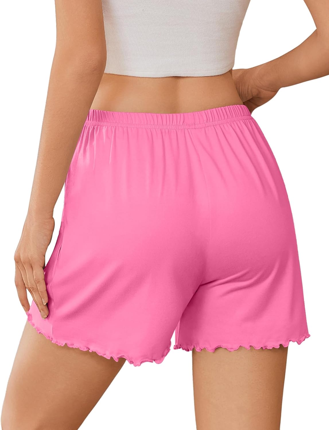 Ekouaer Womens Pajama Shorts Soft Comfy Ruffle Sleep Shorts 2026 Summer Casual Elastic Waist Pj Short with Pockets - Image 2