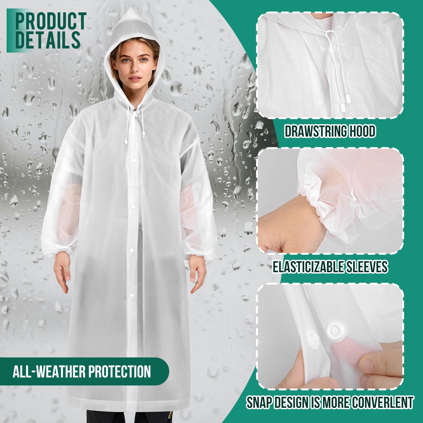 2 Piezas Chubasqueros Impermeable, Chubasquero Transparentede Portátil Reutilizable con Cubierta Para Senderismo y Ocio al Aire Libre, Unisex