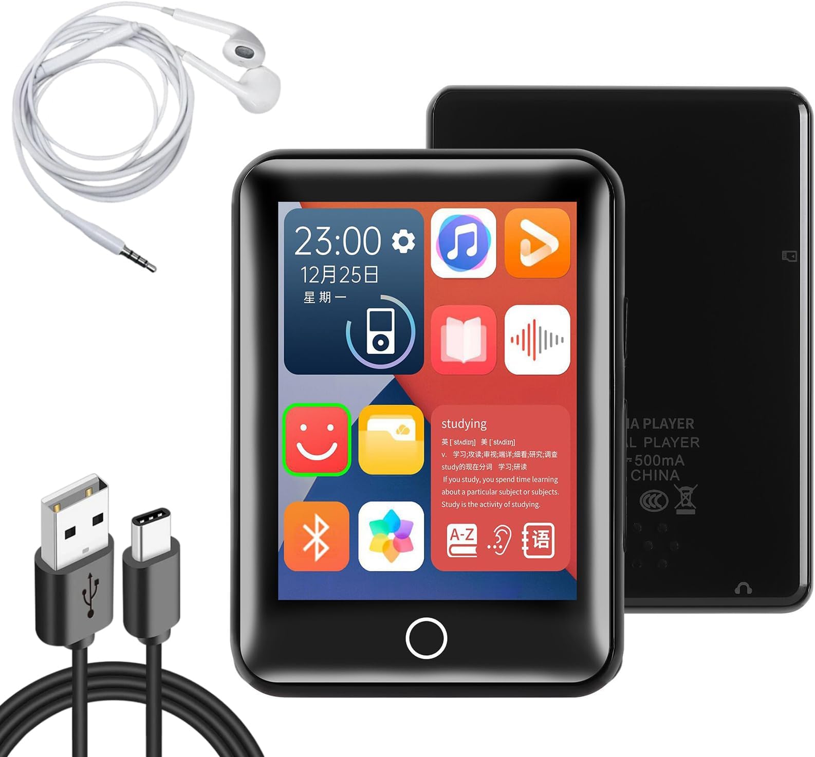Bewinner 64GB MP3 Player with Bluetooth and WiFi, Full Touch Screen MP3 and MP4 Player, HiFi Sound Digital Music Player Support Alarm Clock Calender Second Watch Function, Bewinner1aq7zmiop8