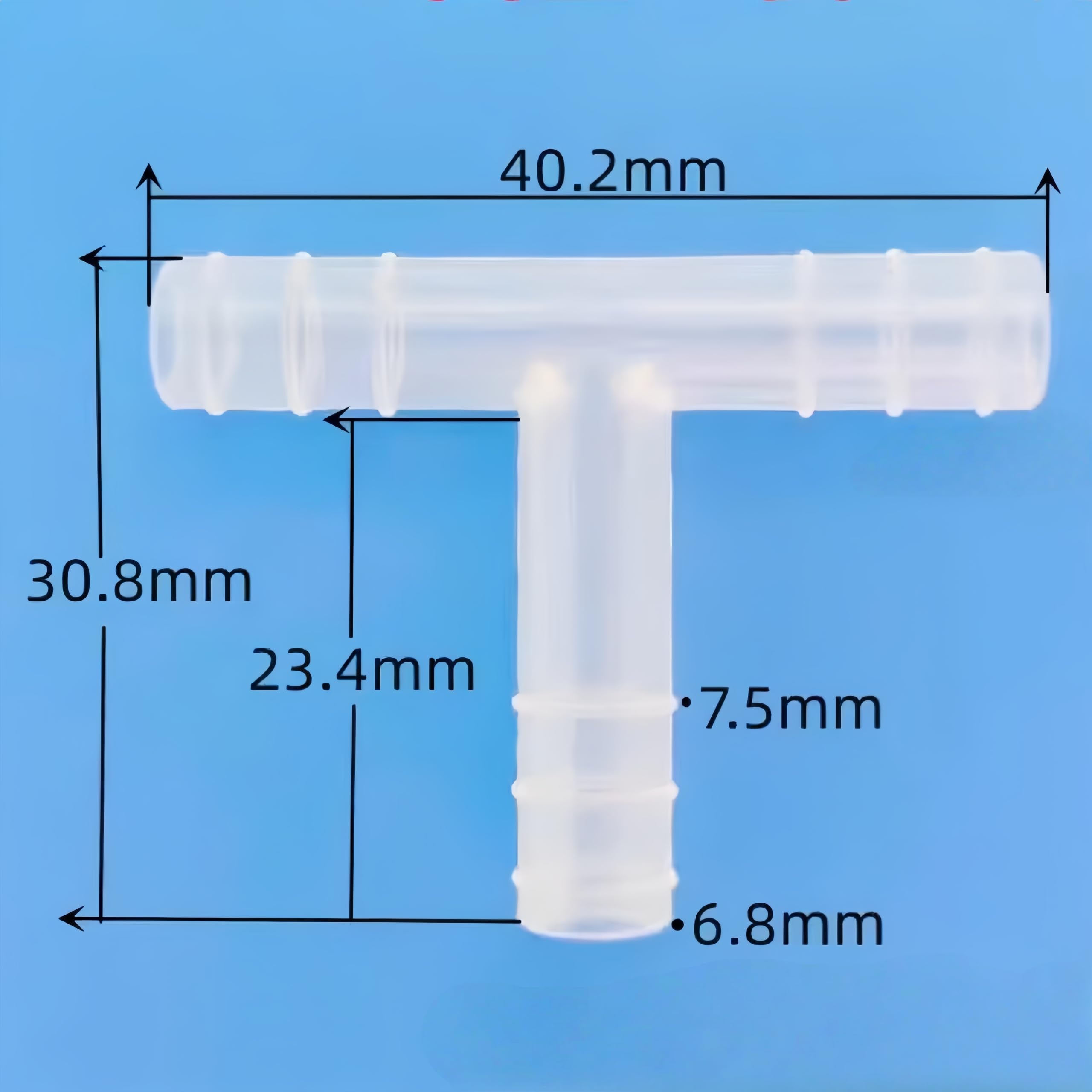 Accesorio en T con púas for manguera en forma de T de 3 vías, paquete de 25, adaptador reutilizable de PP duradero for laboratorio,(6.8mm 1/4inch 6T)