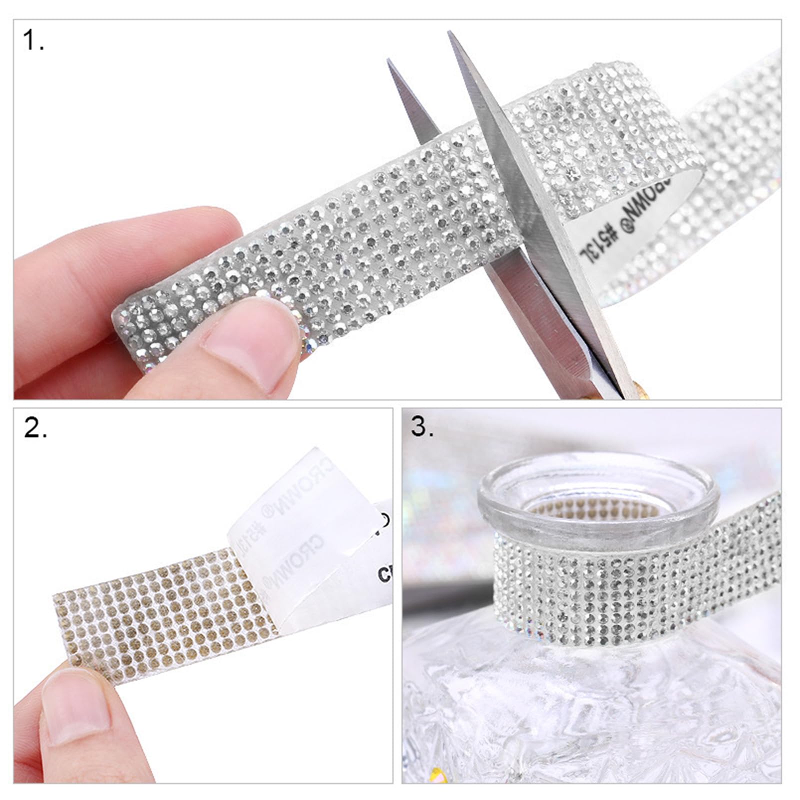 Nastro Adesivo Con Strass Cristallo - 2 Rotoli Da 1 Metro Per Decorazioni - Foto 7