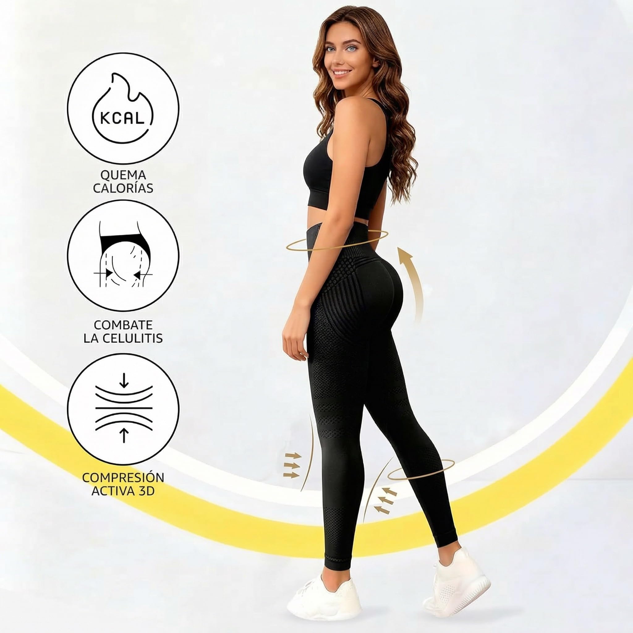 Genérico Leggings Mujer, Leggings 3D Anticelulítico Mujer, Leggins Anticelulitis Compresión, Celulitis Push Up, Redefine Tu Silueta Sin Esfuerzo Pantalones 2PC
