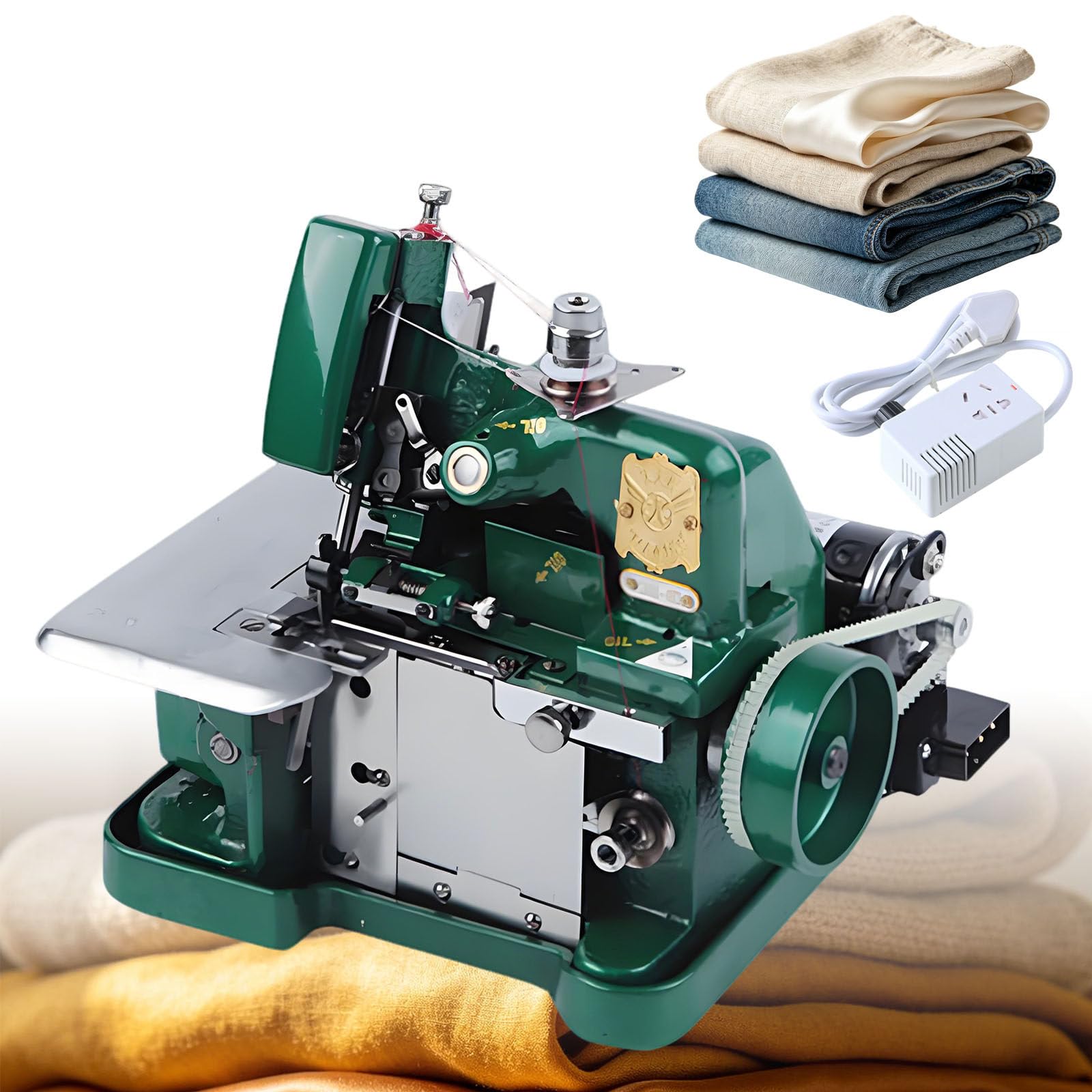 Ymnogjie Overlock Machine,250W Heavy Duty Serger,3000 Stitches per Minute,High Speed Machine for Professional Seam Finishing,Multiple Materials,Knitwear Green