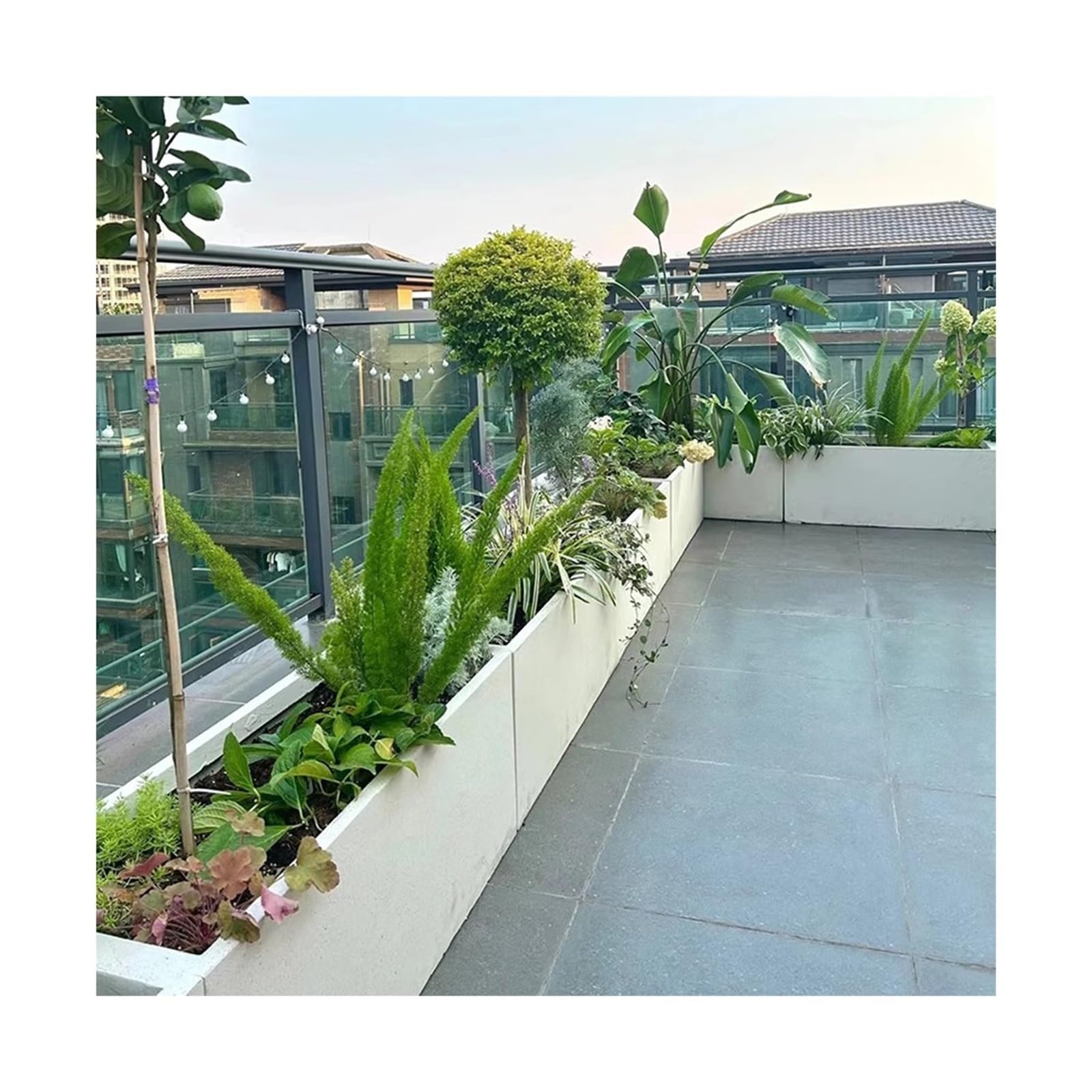 Uliczny plantator Zewnętrzna skrzynka na kwiaty Taras dachu Dziedziniec zewnątrz