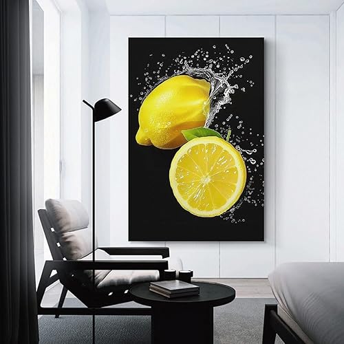 Miniatura 3 de Lienzo Decorativo De Limón Para Pared, Cuadro De Frutas, Pintura De Agua Con Salpicaduras De Limón, Impresiones Artísticas De Verano, Cocina,