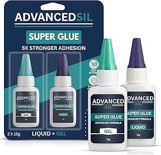 Super Glue Combo Pack – Liquid + Gel Super Glue with Drop Tip Applicator | Fast-Drying, Extra Strong, Clear Bond for Wood, Plastic, Metal, Ceramic & More