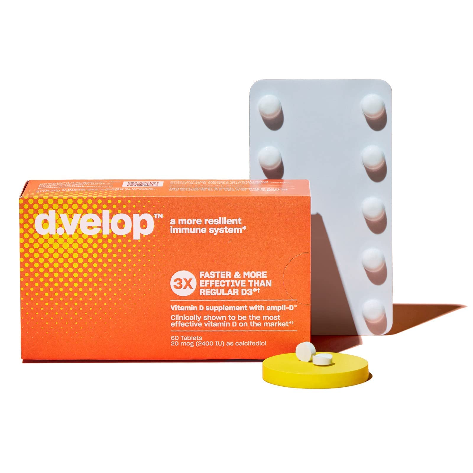 d.velop Vitamin D Supplements 2400 IU, 20 mcg – High Potency Vitamin D3 for Immune Support, Bone & Heart Health – 3X Faste...