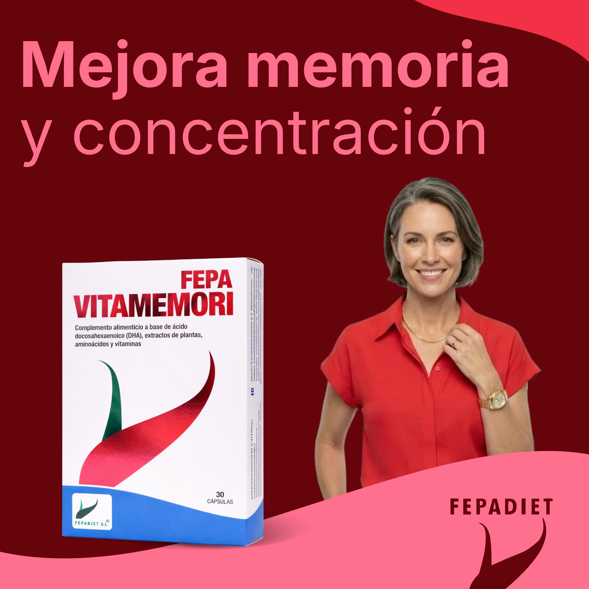FEPA VITAMEMORI – 30 Cápsulas Pack de 3 - Cápsulas con DHA y Vitaminas – Complemento Alimenticio – Apoya la Función Cognitiva Normal – Fepadiet