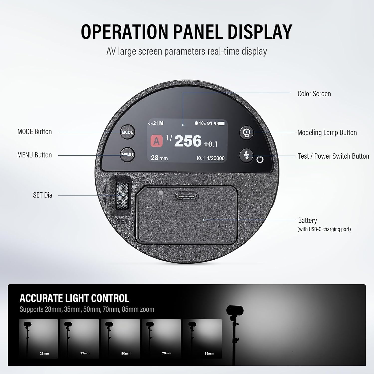Godox AD100pro II Strobe Flash Portable Outdoor 2850mAh Battery 100Ws TTL/M/Multi Functions 2.4G Wilreless One-Tap Sync with X3/X3Pro 1/8000 HSS 0.01-1.5s Recycling 490 Full Power Strobe Flash