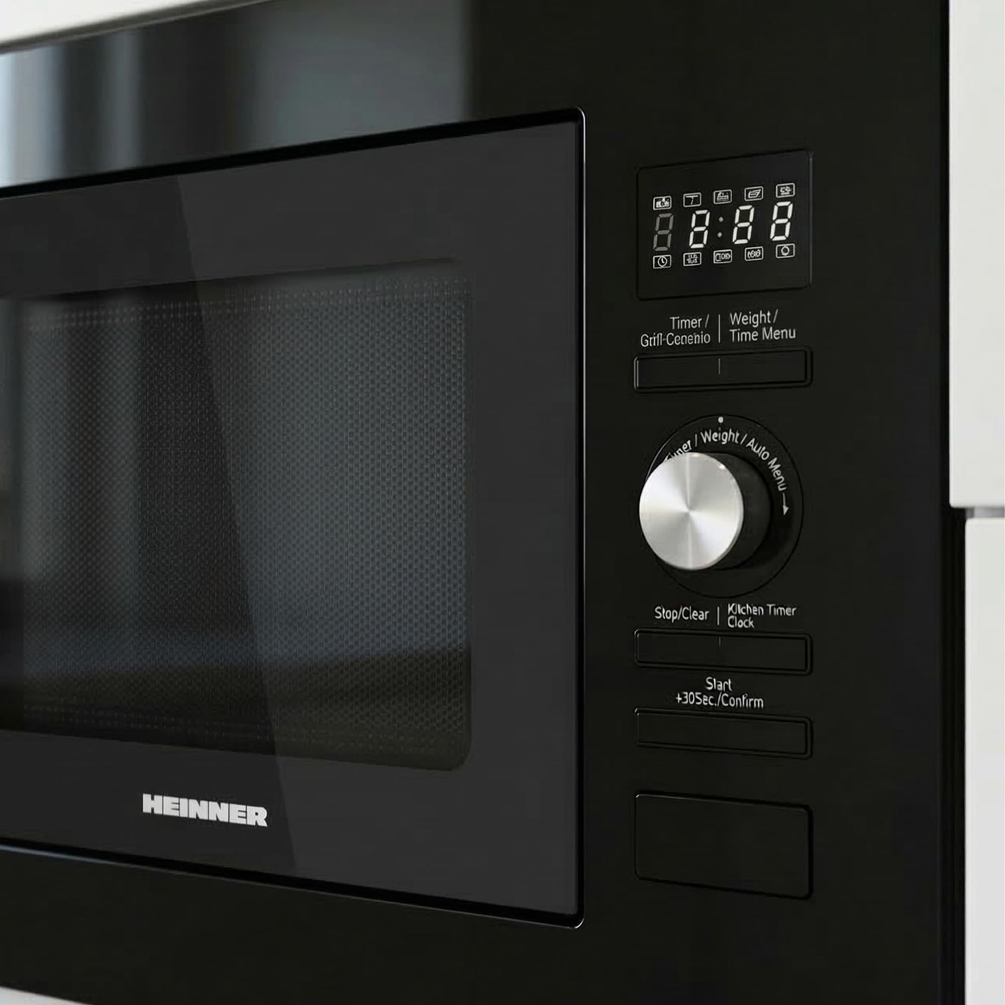HMW-MDBI20GDBK Einbau-Mikrowelle mit 28 L Garraum, Digitalsteuerung und 1000 W Grill, modernes schwarzes Design, einfache Bedienung, ideal für moderne Küchen, inklusive 5 Jahre Garantie