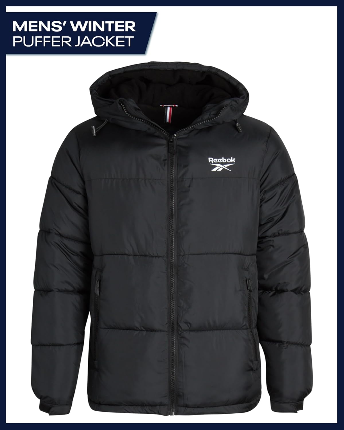 Reebok Mens Winter Jacket - Warm Heavyweight Mens Winter Coat - Wind Water Resistant Insulated Quilted Puffer Jackets for Men - Image 3