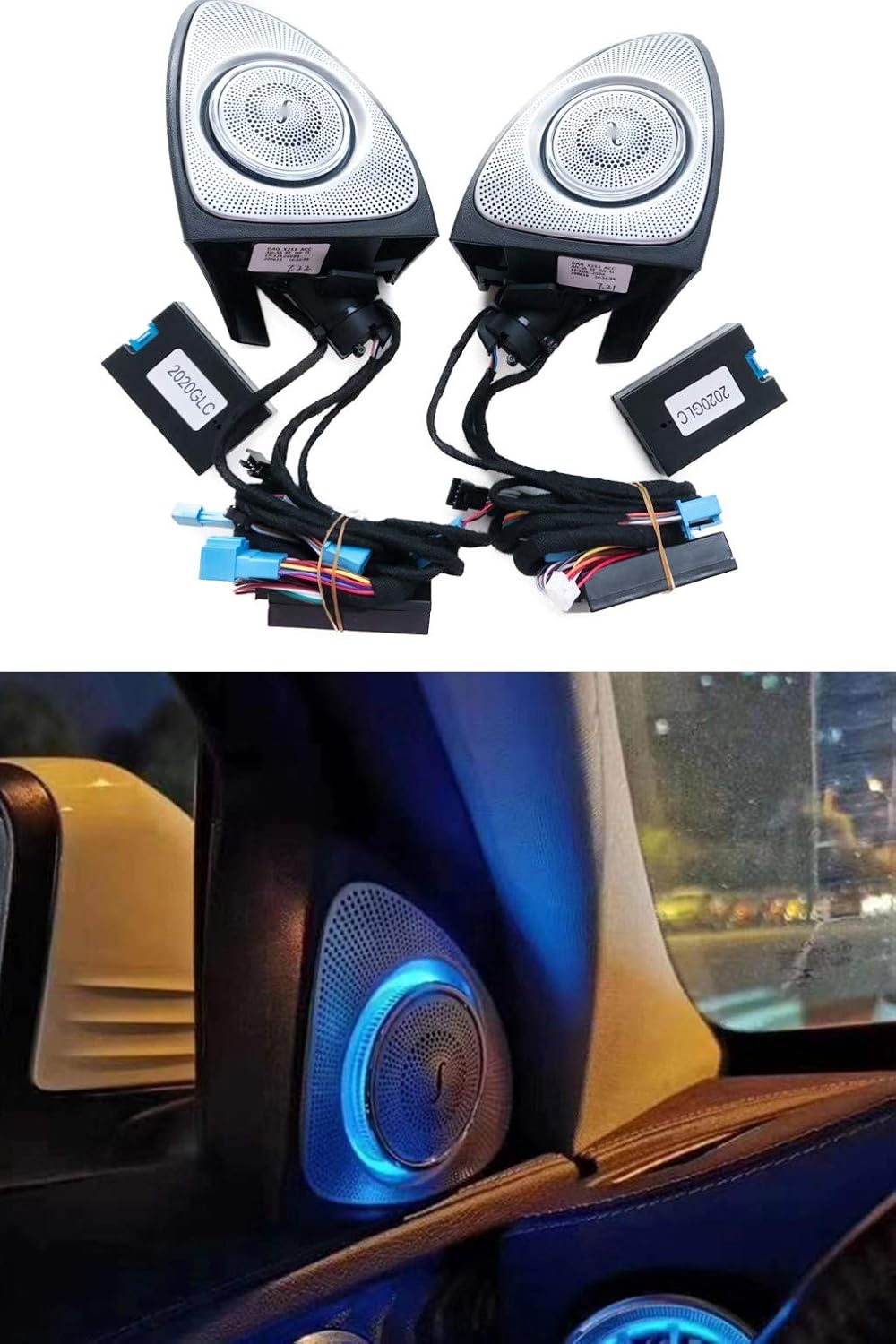 W253 3D Rotation Speaker Tweeters Set Fit for Mercedes Benz GLC Class 2020+ GLC200 GLC260 GLC300 GLC350 64 Colors Except Coupe