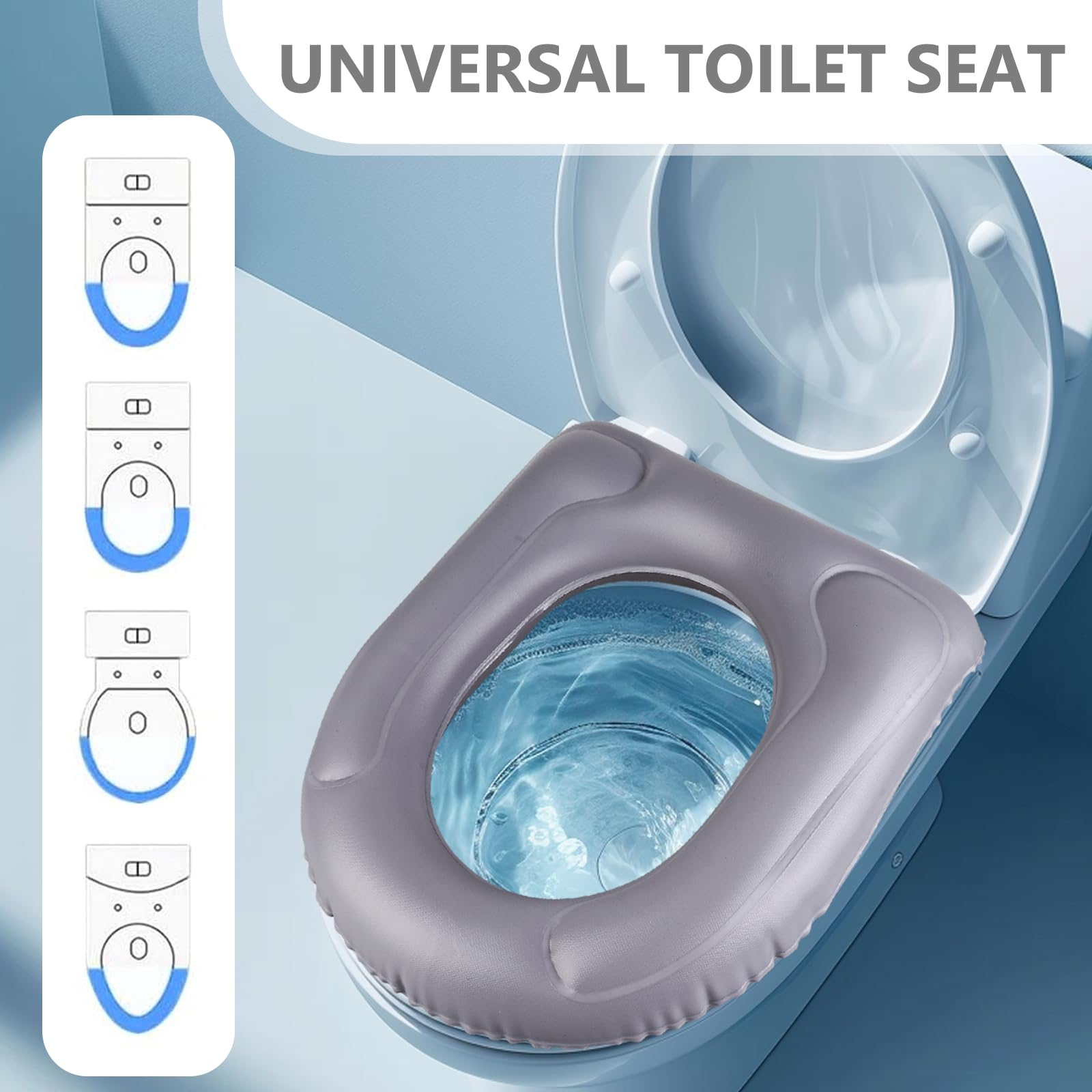 Cuscino gonfiabile per WC con ventosa, sedile WC, cuscino gonfiabile regolabile in altezza, per WC, per adulti, anziani, sollievo dal dolore al coccige