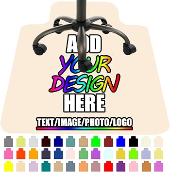 Custom Chair Mats Personalized Office Desk Chair Mat with Lip, Add Your Text Image Logo for Multi-Purpose Chair Carpet, 36" X 48", Antique White