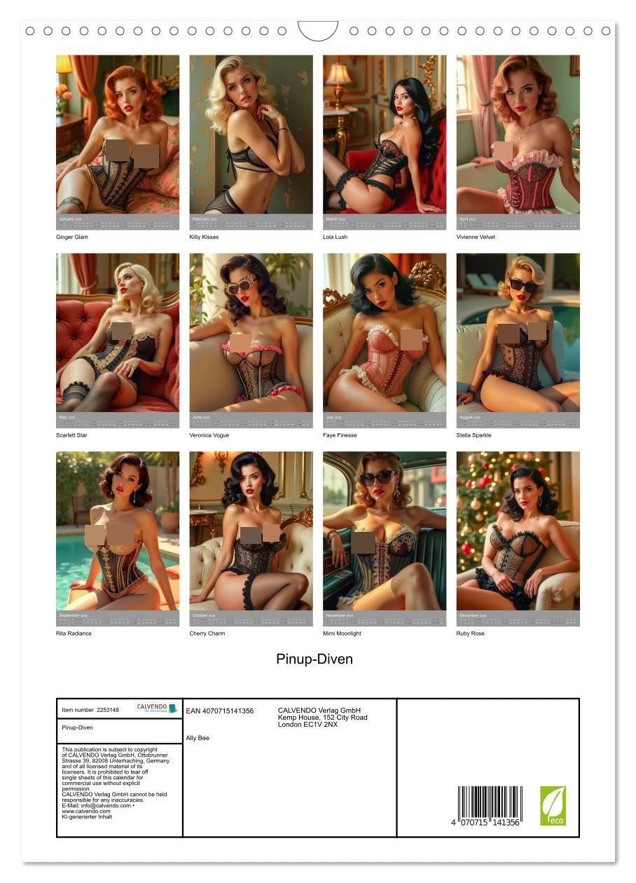Pinup-Diven UK-Version (Wall Calendar 2026 DIN A3 Portrait), CALVENDO 12 Month Wall Calendar โ image 1