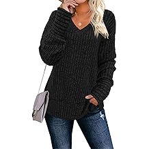 Womens Sweaters Long Sleeve V Neck Shirts Loose Casual Fashion Tops