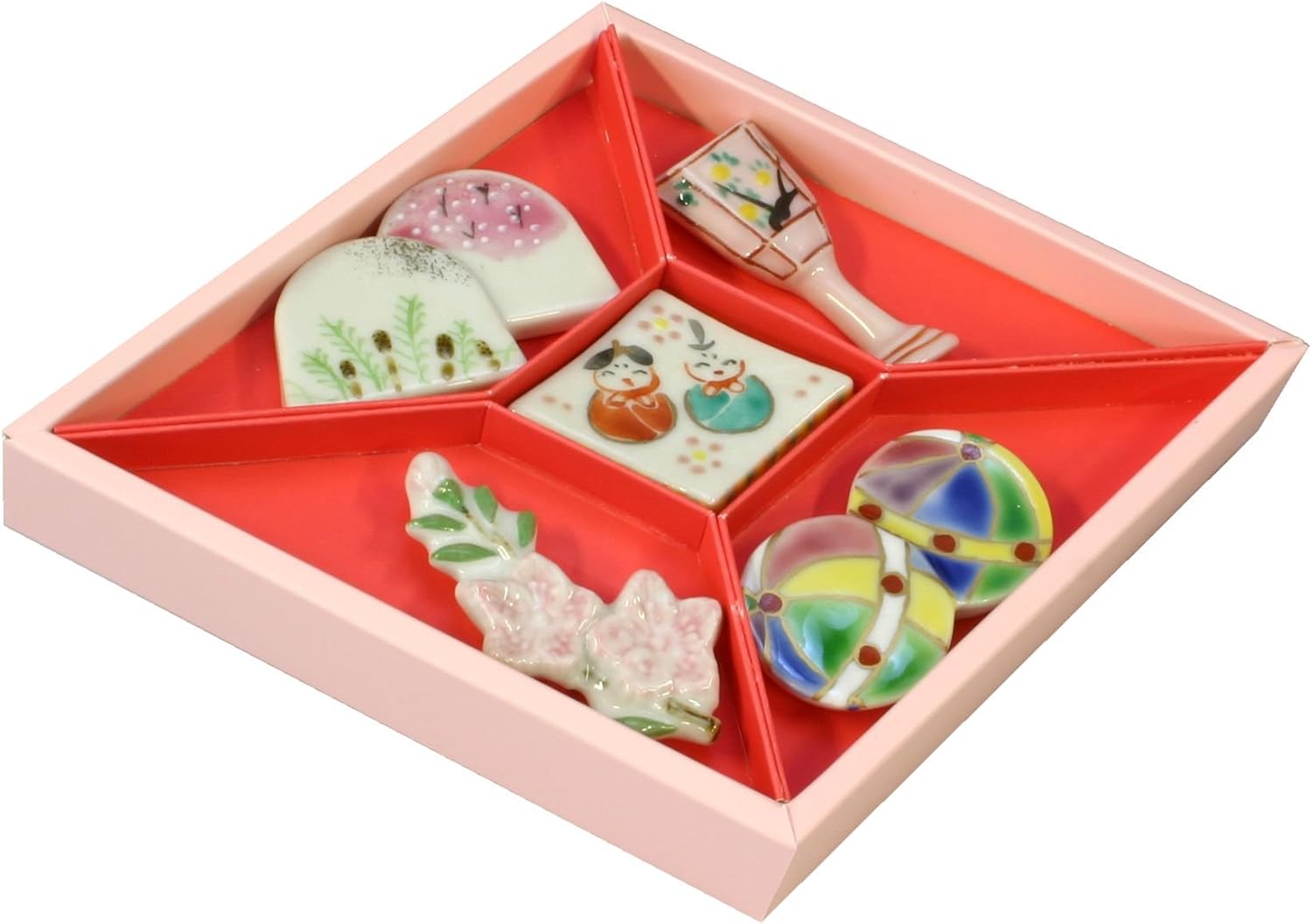 Kyoto Ware HHN479 Kiyomizu Ware Chopstick Holder, Natsuka Flowers, Set of 5