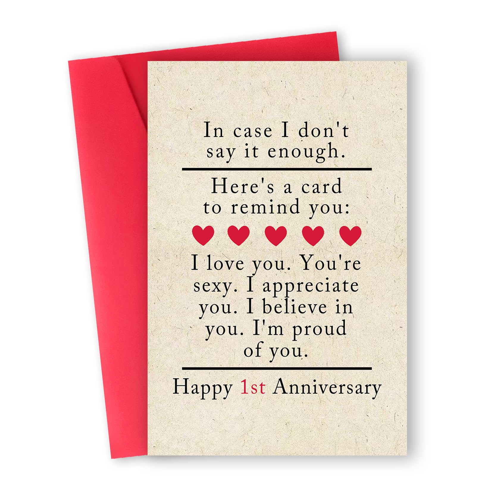 Happy One Year Anniversary Card Gifts For Him Her Funny