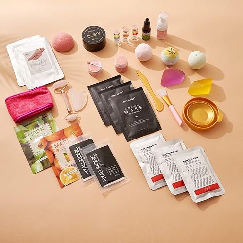 Miniatura 2 de Mini cesta de belleza de 14 piezas, juego de baño y cuerpo que incluye máscara de gelatina, aceite de masaje, banda para el cabello, máscara de