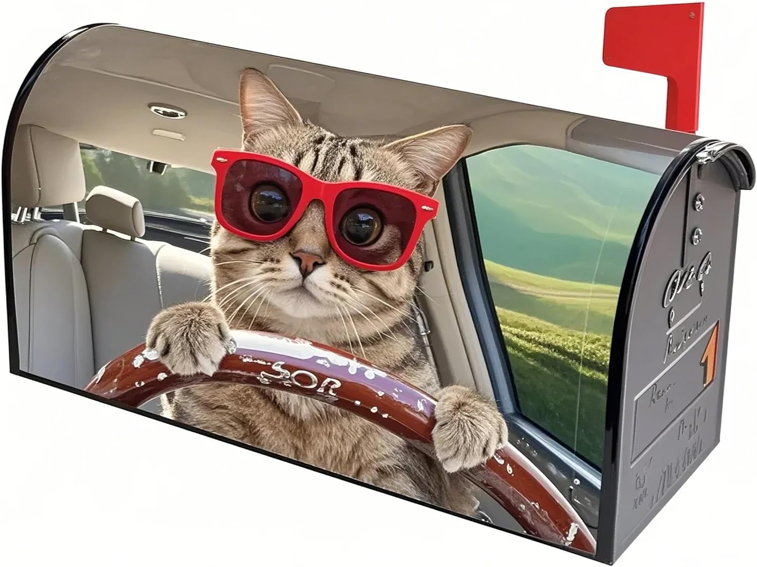 Waterproof Magnetic Mailbox Cover - 21x18 Inch Cute Kitty Cat Design for All Seasons Outdoor Garden Yard