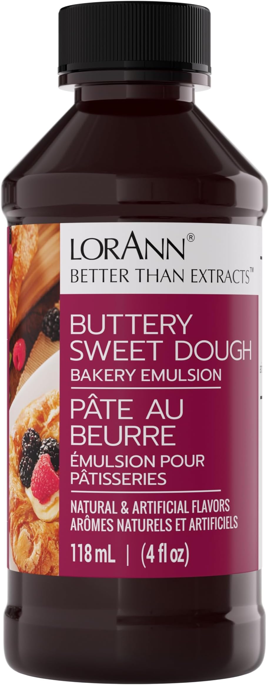 Lorann Oils Bakery Emulsions Natural and Artificial Flavor 4oz-Buttery Sweet Dough, Other, Multicoloured, 6.82 x 6.82 x 13.43 cm
