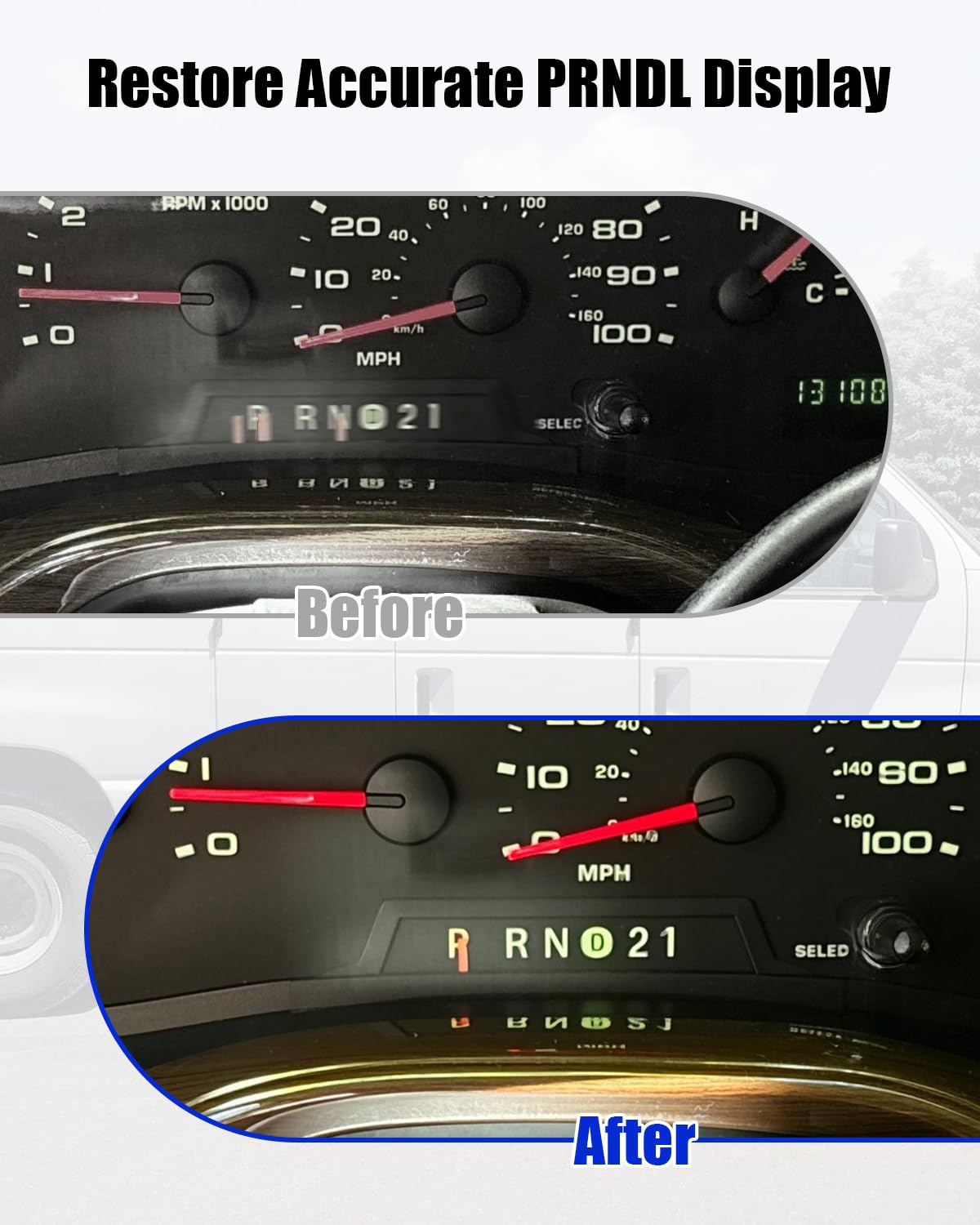 Gear Shift Indicator Assembly Compatible with Ford E150 E250 E350 E450 2005-2008, Fix Gear Indicator Not Working Restore PRNDL Display, Replace 5C2Z-7A110-A 5C2Z7A110A, Indicator Selector Cable Clip