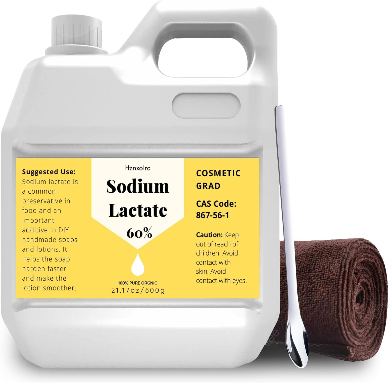 21.17 Ounce Sodium Lactate for Soap Making & Lotions, Premium Sodium Lactate Liquid, 60% Concentration, Cosmetic Grade, Moisturize Anti-Aging, Makes Soap Harder and Unmold Faster
