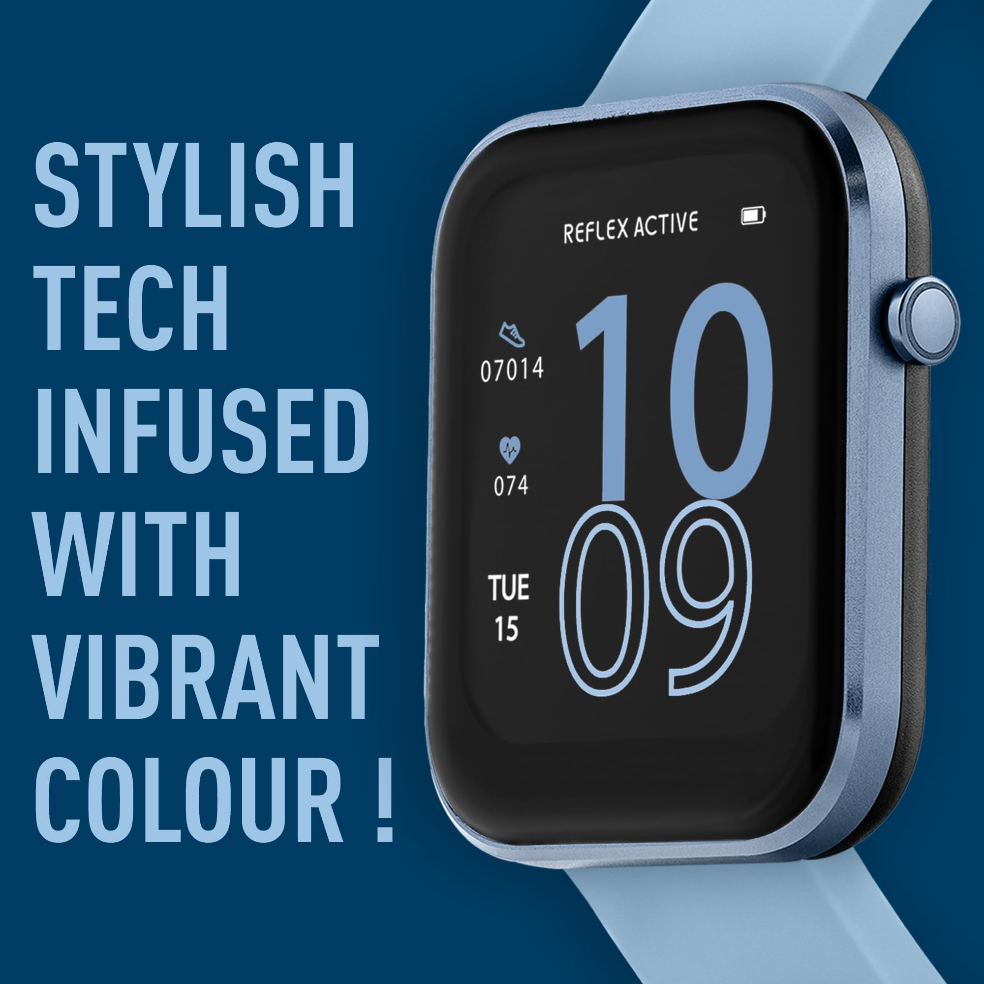 Reflex Active Montre connectée RA12-2153 Series 12 Bleue avec Suivi d'activité, Denim, Moderne
