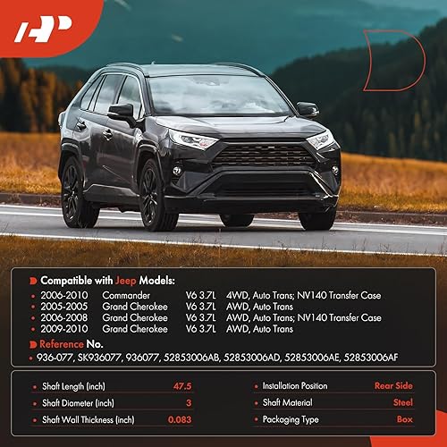 Vista 11 de A-Premium Conjunto de eje de transmisión delantero de 33.50 pulgadas compatible con Jeep Grand Cherokee 2002, 2003, 2004, L6 4.0L, Sport Utility