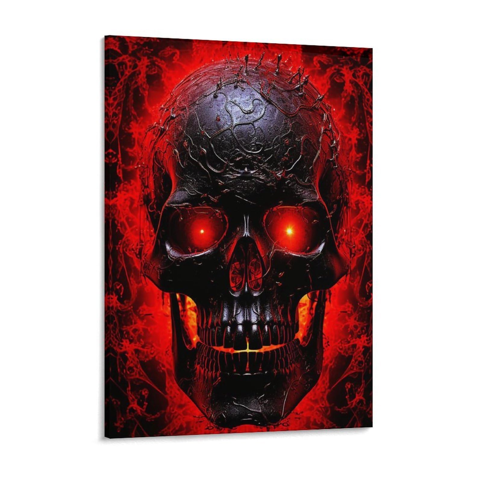 NTVOWPZO Black And Red Skull Canvas Wall Art for Bedroom 18x24inch Canvas Prints Artwork for Walls Modern Picture Artwork Painting for Living Room Aesthetic Wall Paintings for Bathroom Kitchen Office