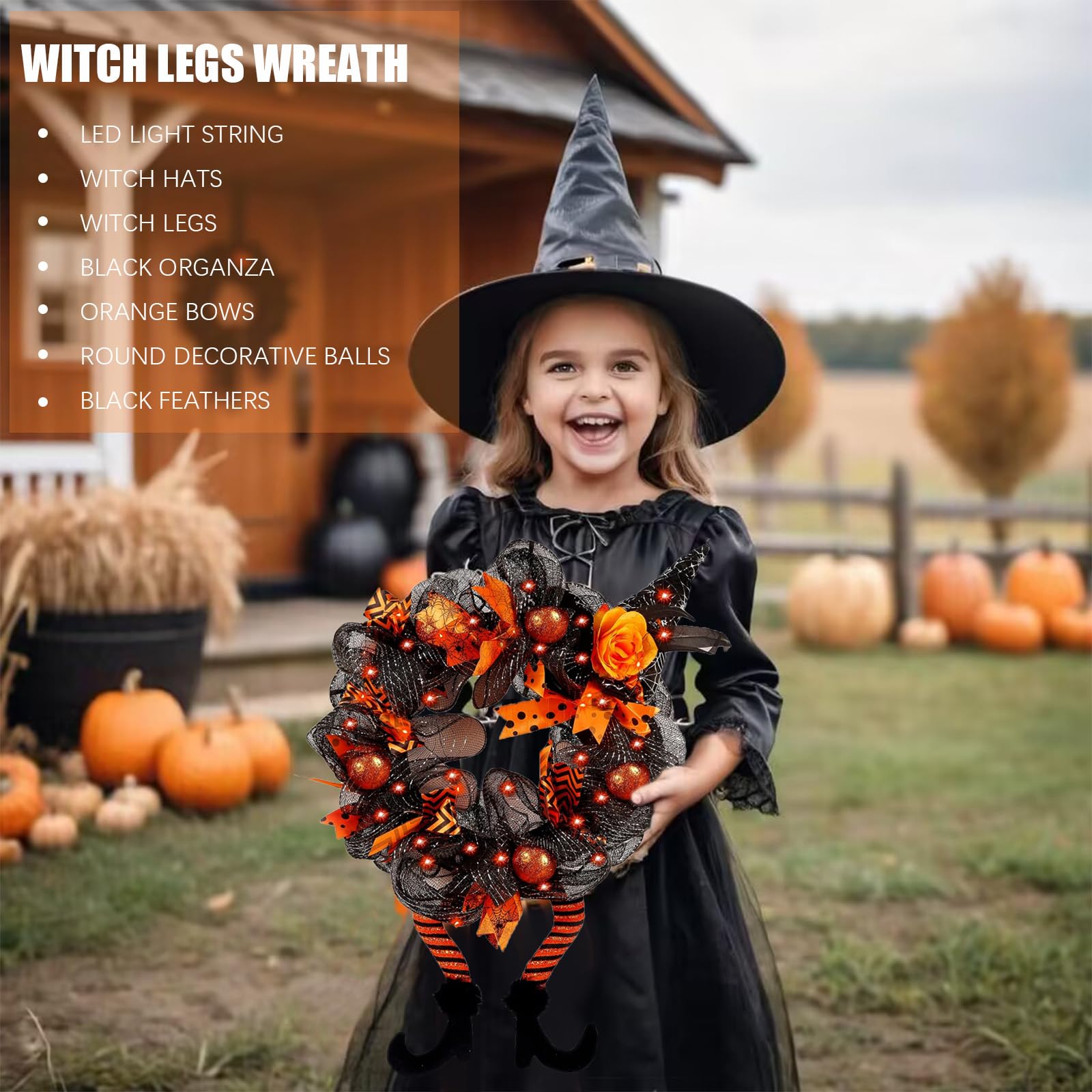 Amazon.co.jp: 屋外玄関用ハロウィンリース、LEDライト付きハロウィン