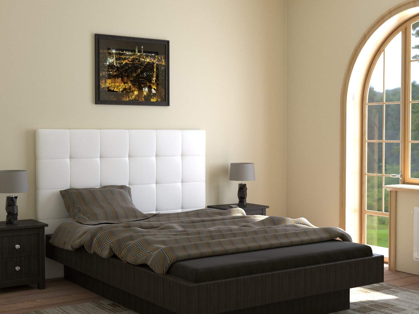 LA WEB DEL COLCHON Cabecero Cama 150 Celio Blanco Polipiel – Cabecero Cama Acolchado De Polipiel para Cama Matrimonio De 160 x 120 cm – Diseño Moderno Y Fácil Instalación
