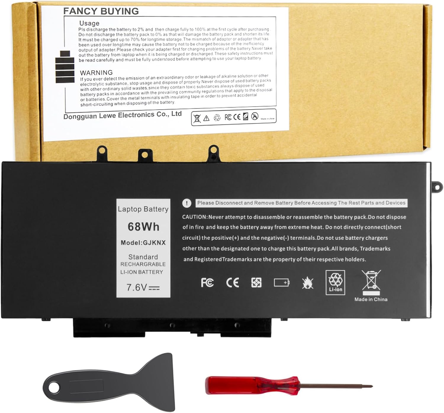 Fancy Buying 68Wh GJKNX 93FTF Laptop Battery Replacement for Dell Latitude 5480 5580 5490 5590 5491 5591 5495 5488 Notebook 0GD1JP GD1JP DY9NT 0DY9NT 5YHR4 KCM82 0KCM82