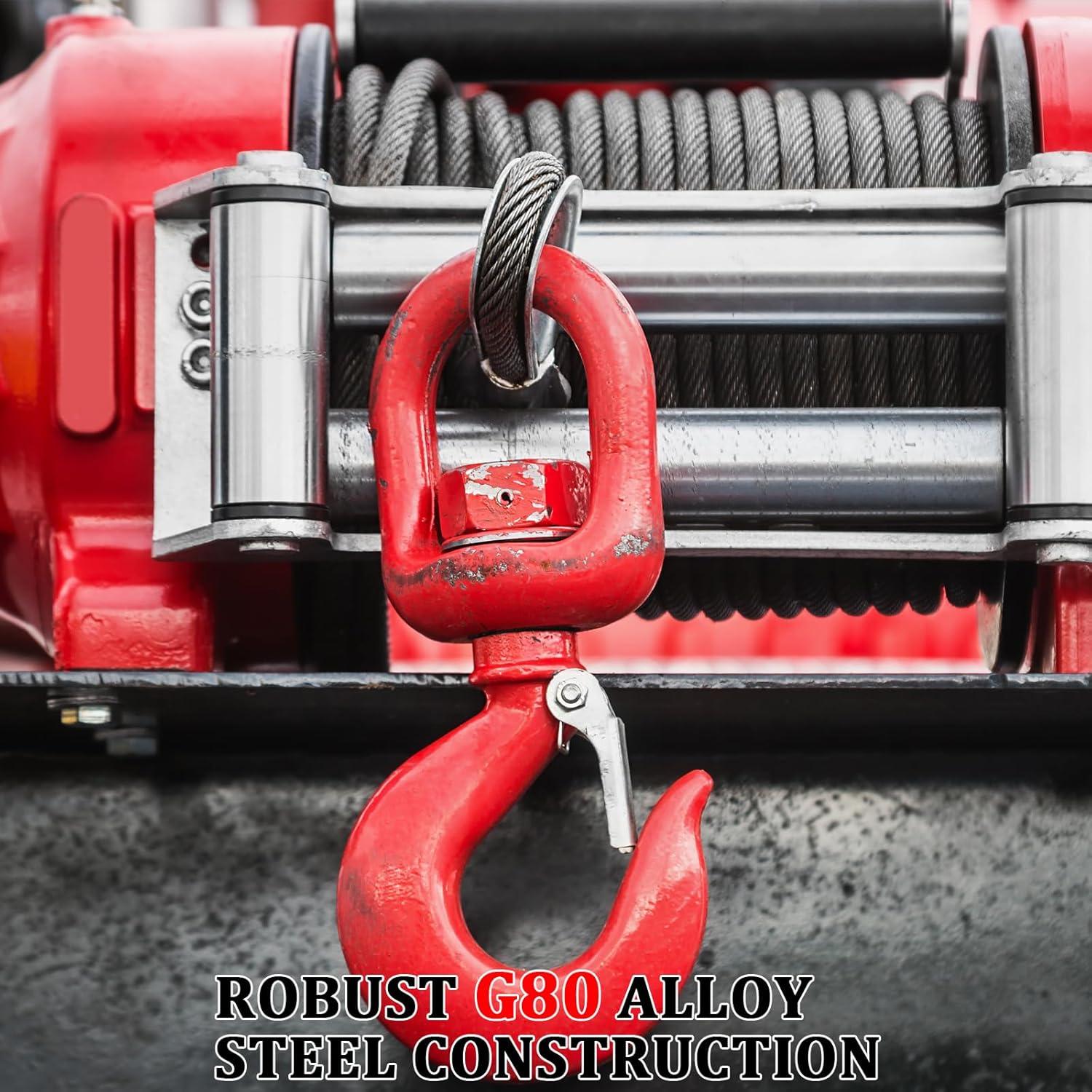 5 Ton Swivel Lifting Hook, Heavy Duty Crane Swivel Hook with Safety Latch, 11000 lbs Rotating Hoist Hooks Swivel Eye Sling Hook, Universal G80 Swivel Chain Hooks for Lifting Chains