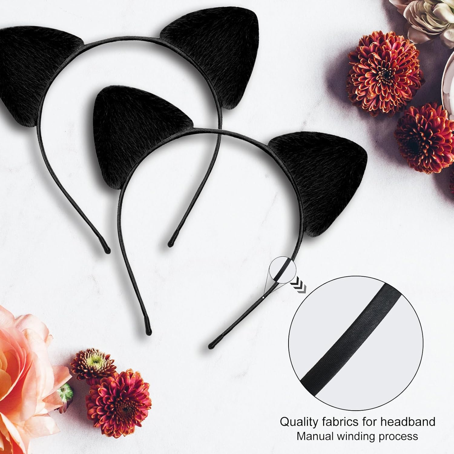 2 Pack Cat Ears Headband, Furry Cat Ear for Halloween Party Cosplay Daily Wear Cats Women Costume Accessory - Image 4