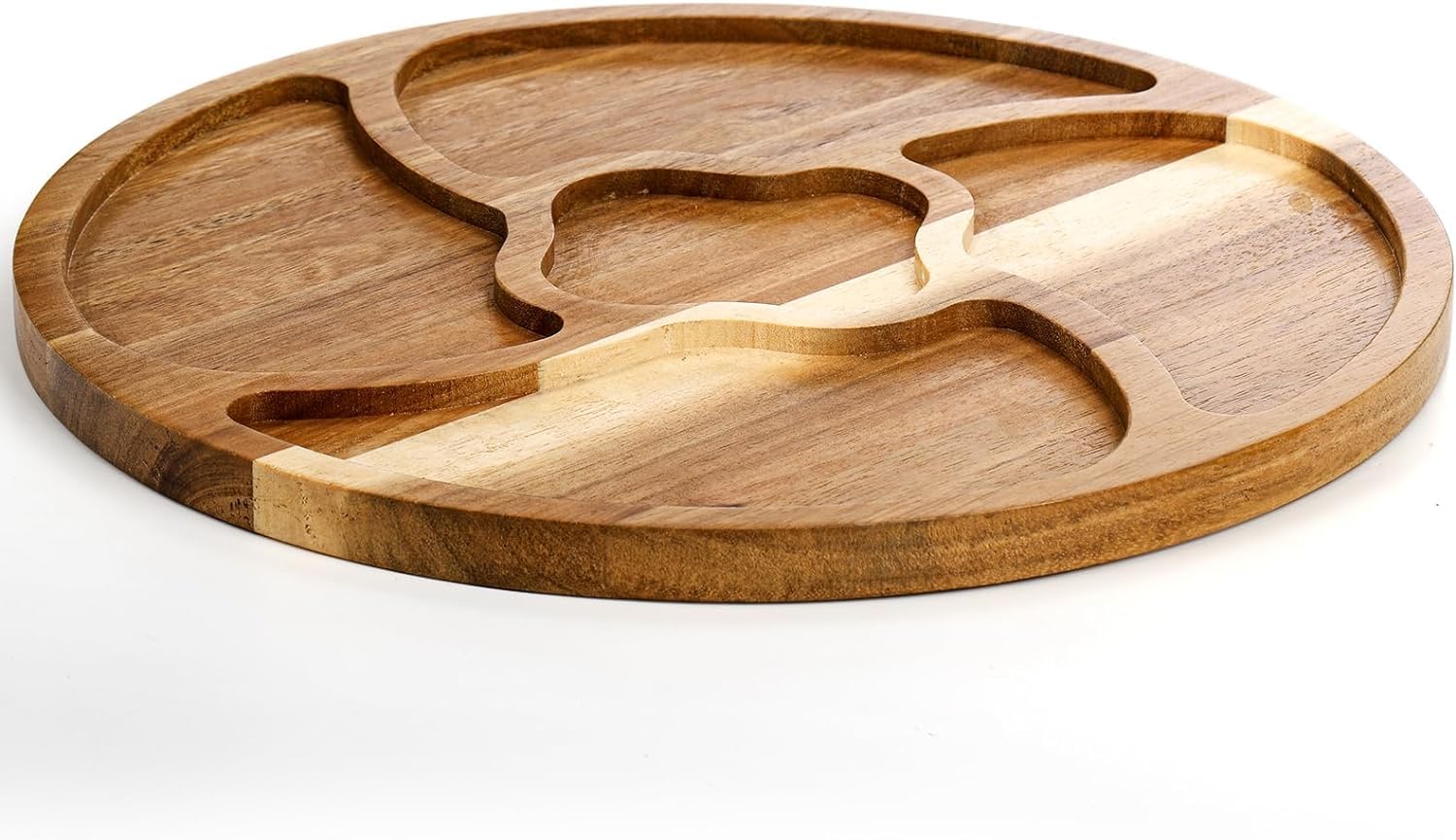 Suwimut Set of 2 Cheese Board Set, 12 Inch Acacia Wood Large Round Charcuterie Board Food Serving Tray for Fruit Salad Cheese, Kitchen Gift Set for Wedding, Bridal Shower, Anniversary