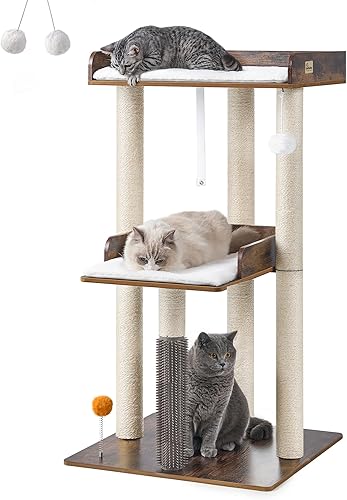 Miniatura 10 de FourFurPets Árbol para gatos de 43.7 pulgadas, moderna torre de árbol para gatos, torre para gatos de interior para adultos grandes, condominio