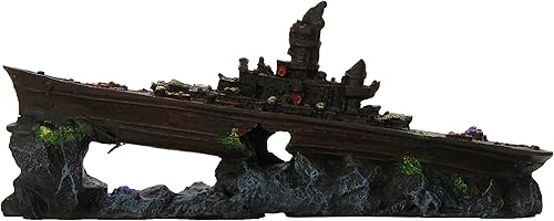 Miniatura 2 de Penn-Plax Deco-Replicas - Decoración para acuario de acorazado hundido, seguro para peceras de agua dulce y salada, tamaño pequeño