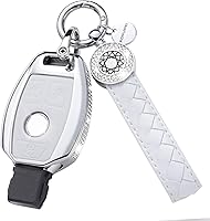 Vista 11 de Compatible con funda para llavero Mercedes con llavero de cuero con cristal, carcasa protectora de 360 grados para llave para Mercedes Benz Clase S