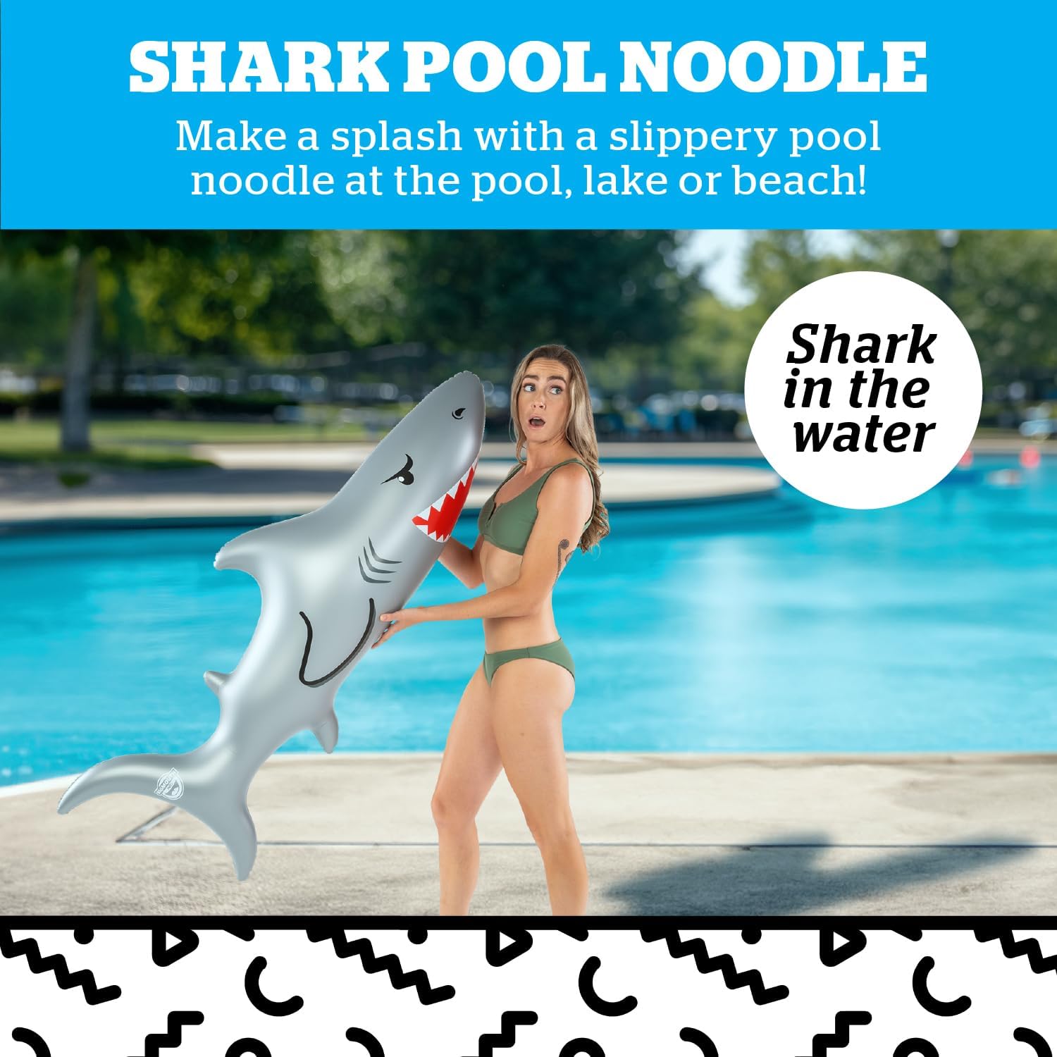 Inflatable Shark Pool Noodle, Funny Floats for Kids & Adults, Ridiculous Pool Party Decor