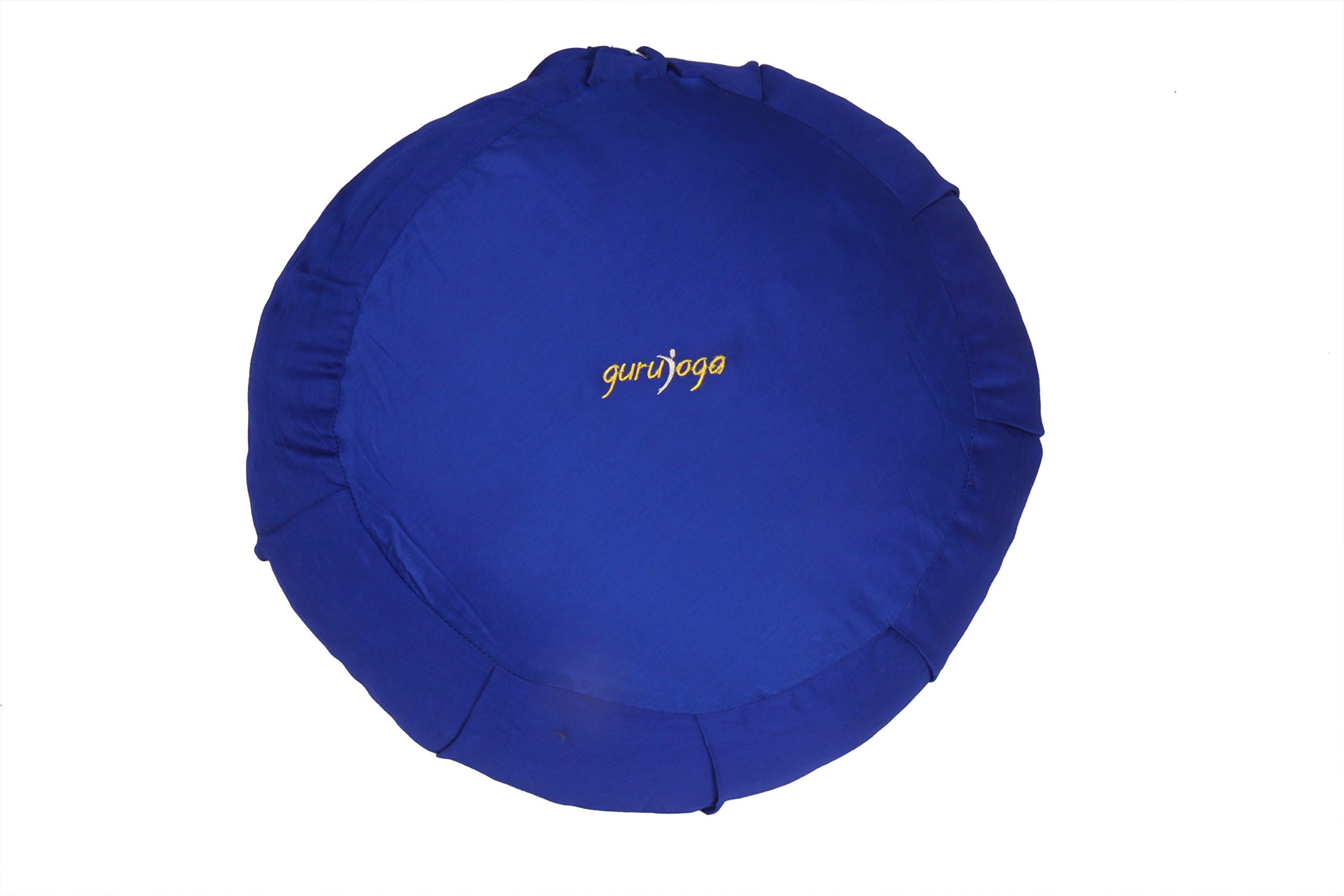Zafu Yoga & Meditation Pillow-Cotton Satin w/ Buckwheat Fill-Round Shape- Blue